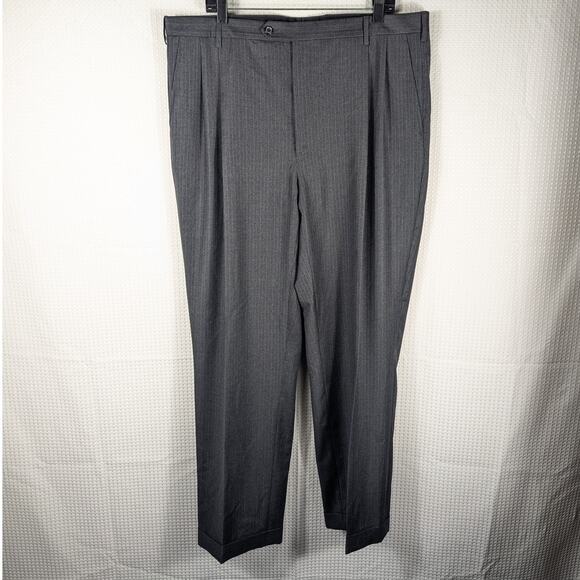 Brooks Brothers 1818 Madison Wool Dress Pants 38x30 Gray Pinstripe Pleated Italy - Picture 1 of 4